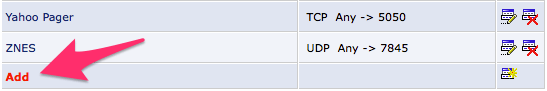 Location of ActionTek Add Rule link