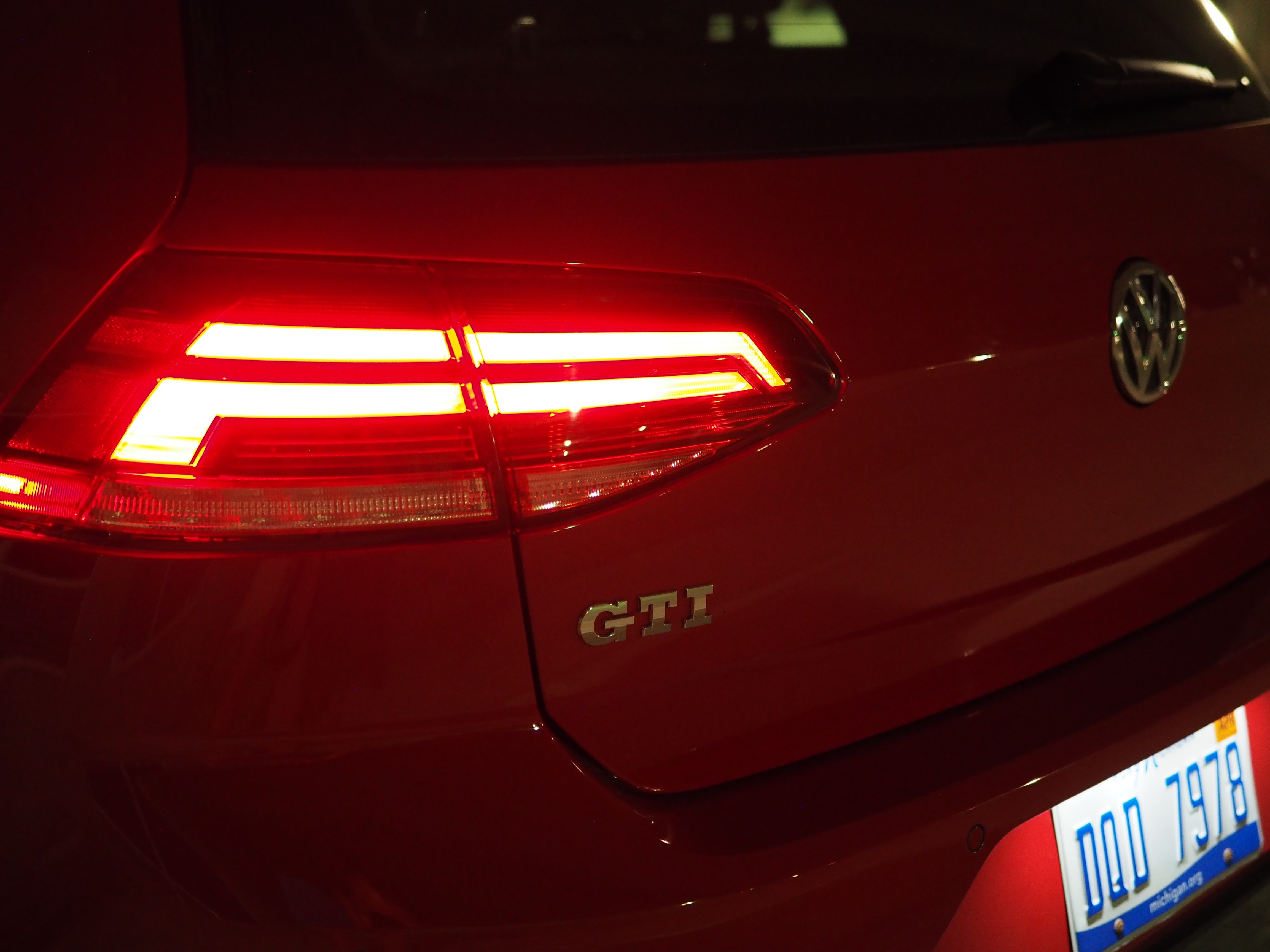 GTI rear lights at night