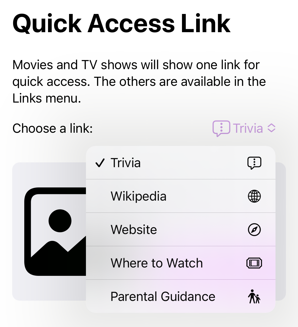 Screenshot of the Quick Access Links section of Callsheet settings